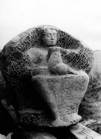 Frau mit Taube, Arbeitsfoto, in Werbig, 1989